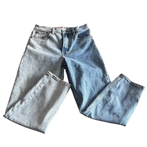 Abercrombie & Fitch Mom Jeans High Rise Size 4 Regular 27 Two Tone Denim - Picture 3 of 9